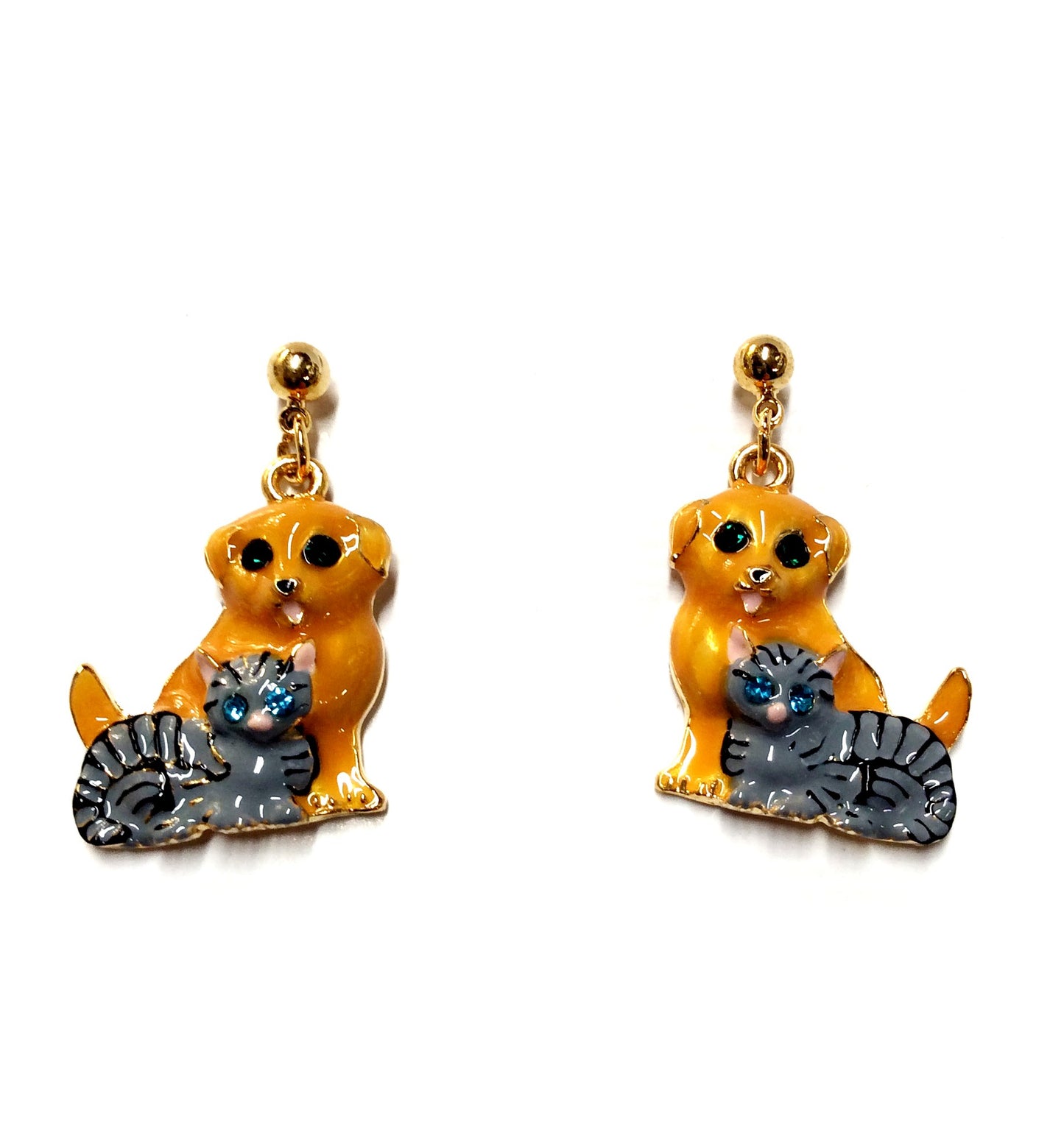 Dog with Cat Dangling Earrings #19-140682