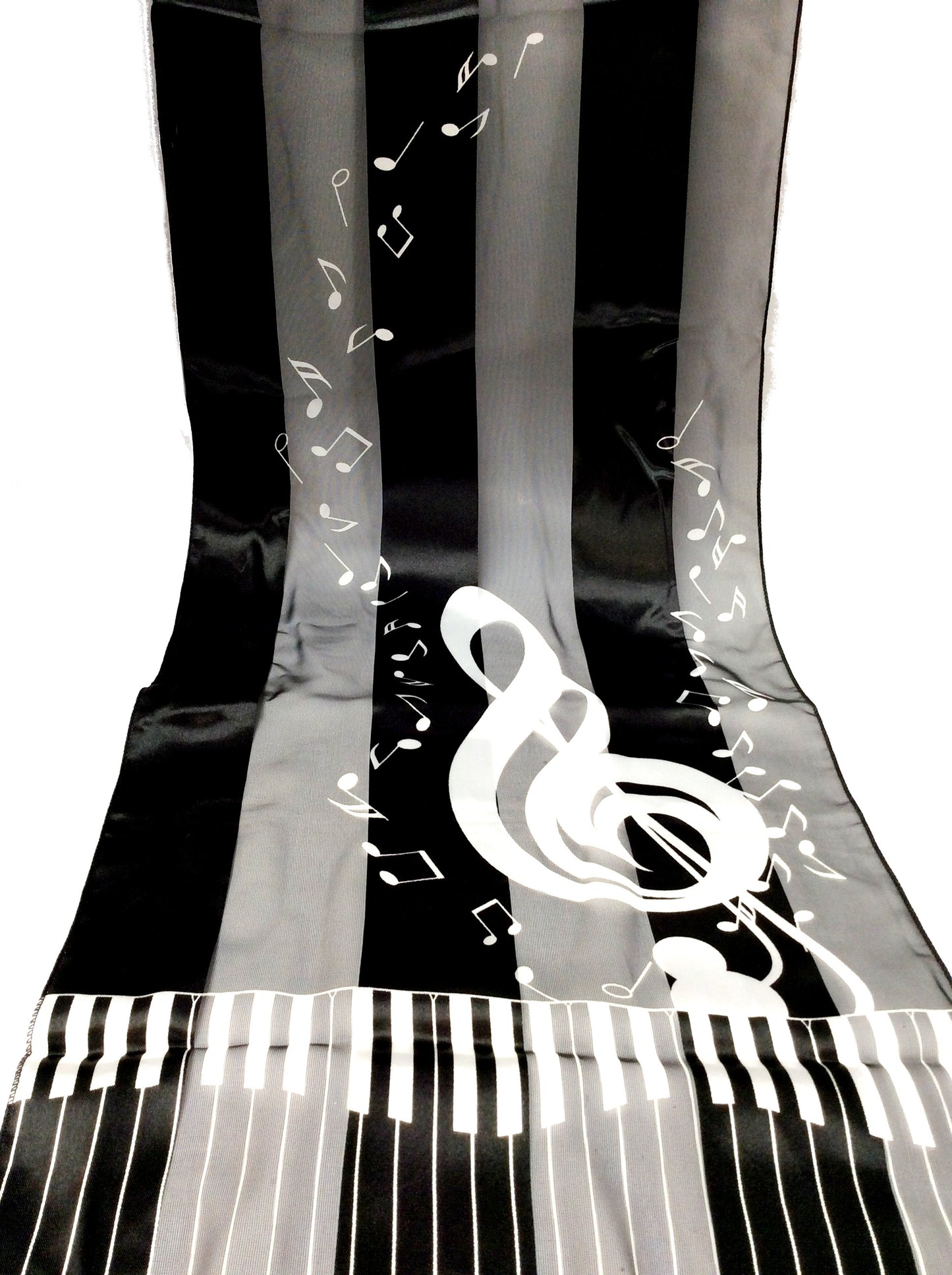 Piano Satin Scarf #ON-1529BK (Black)