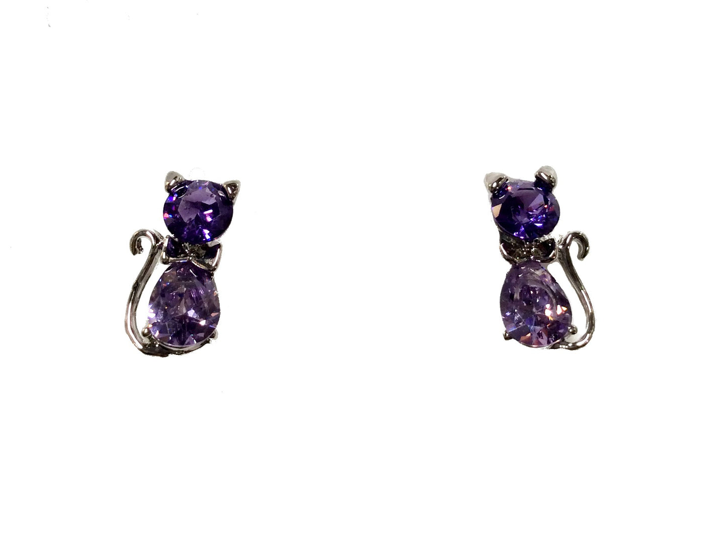 Tiny Crystal Cat Post Earring #66-72018PP