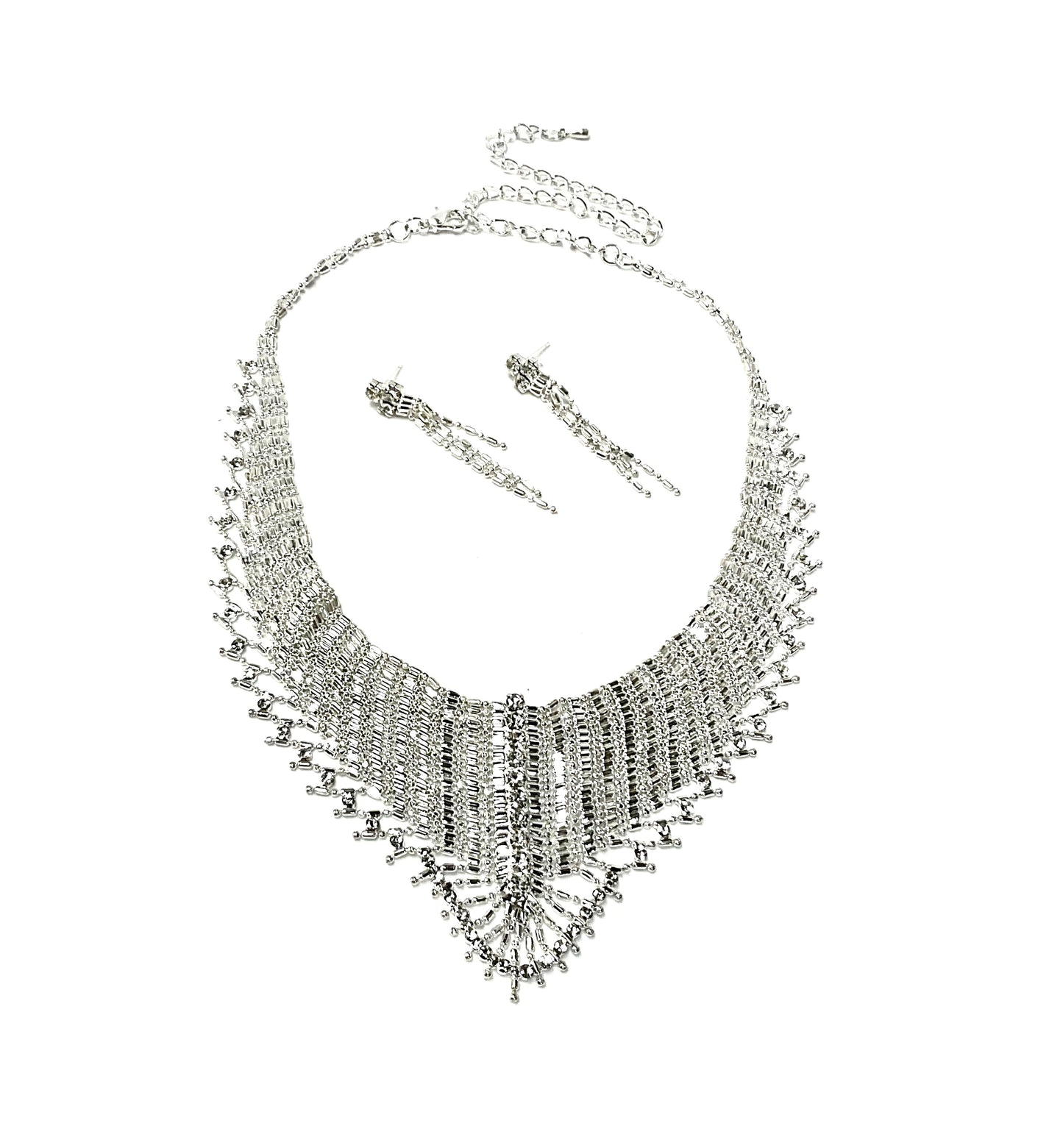 Net Style Necklace-Earrings Set #66-14013