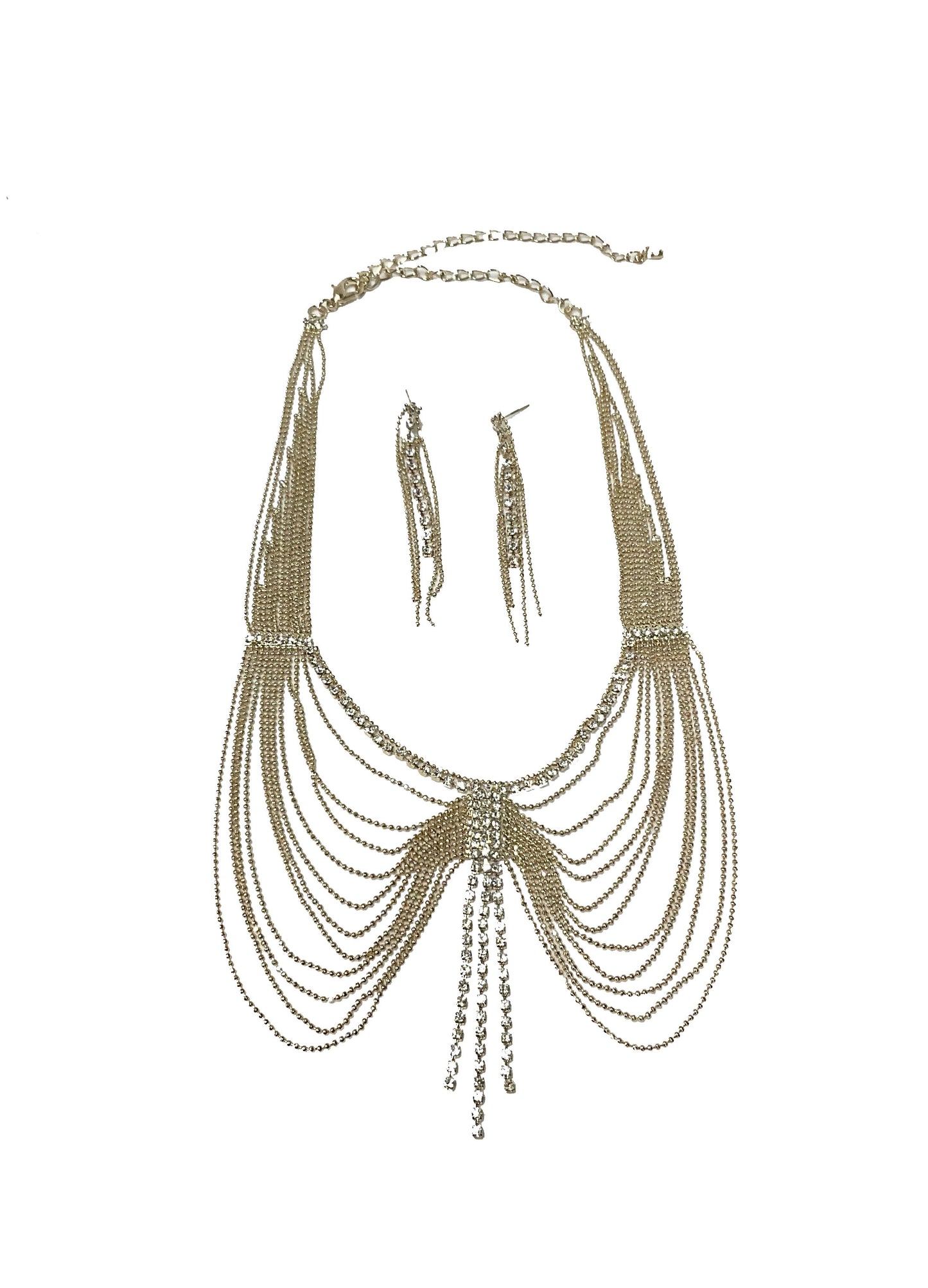 Chain Necklace and Earrings Set#66-14108GD