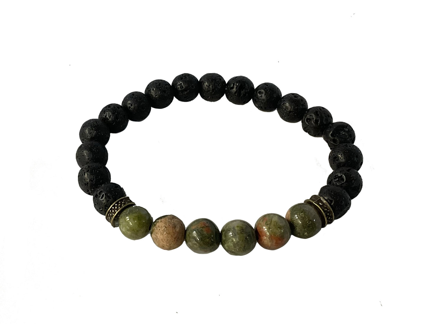 Natural Lava Rock Stone Stretch Bracelet #88-1206367