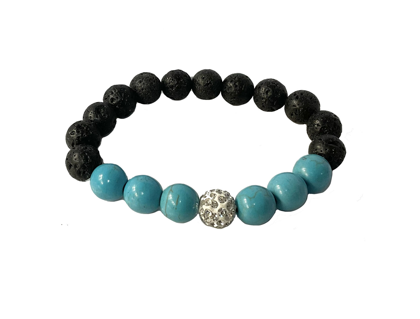 Natural Lava Rock Stone Stretch Bracelet #28-113559