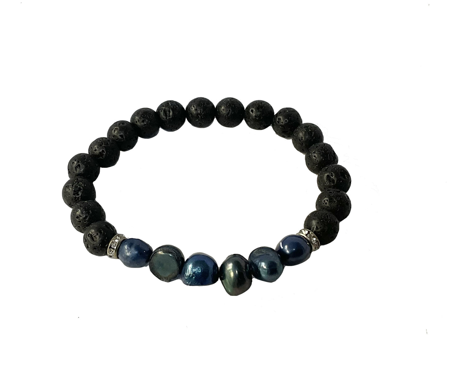 Natural Lava Rock Stone Stretch Bracelet #88-1206372