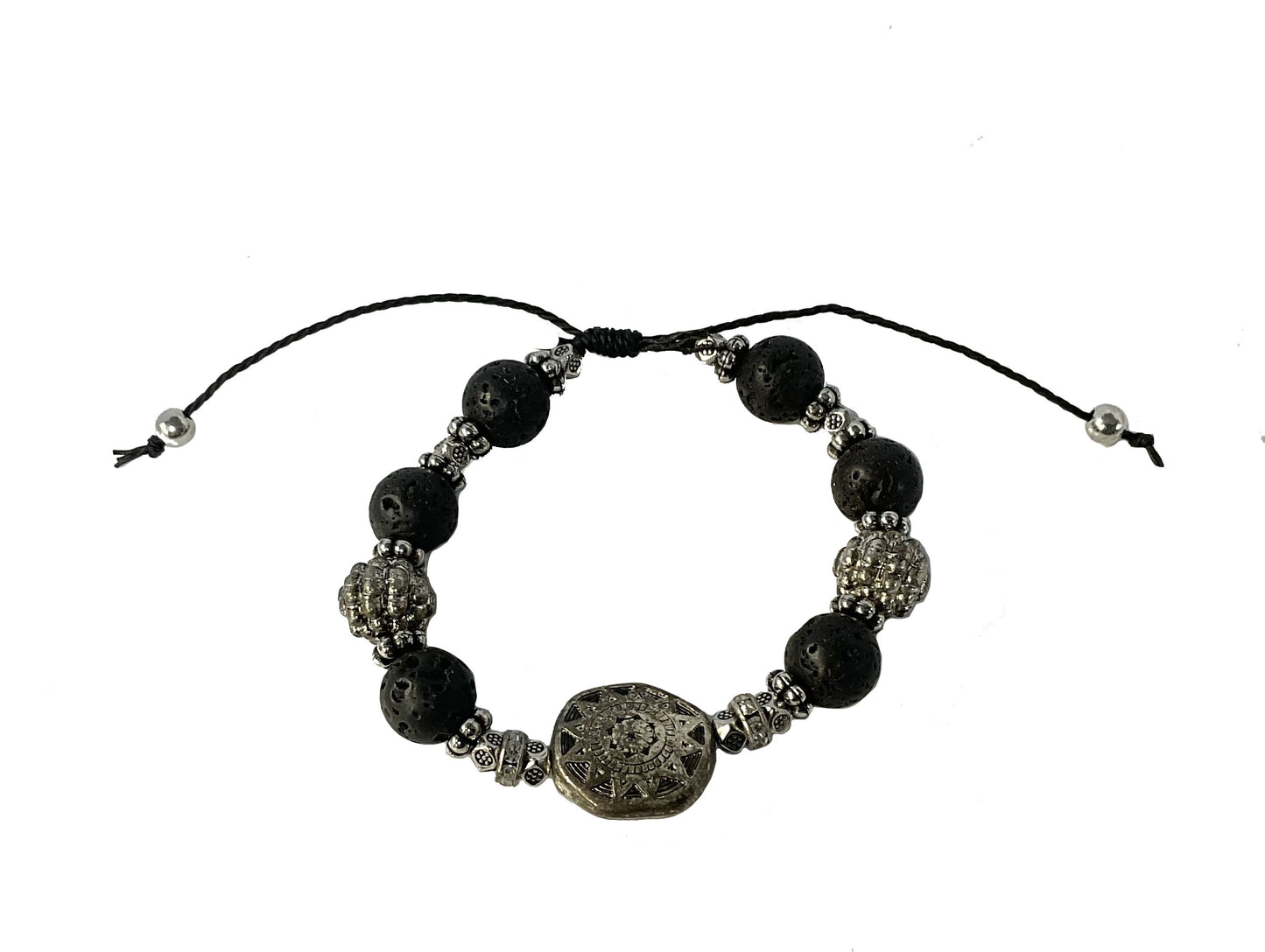 Natural Lava Rock Stone Knot Stretch Bracelet #88-1206838