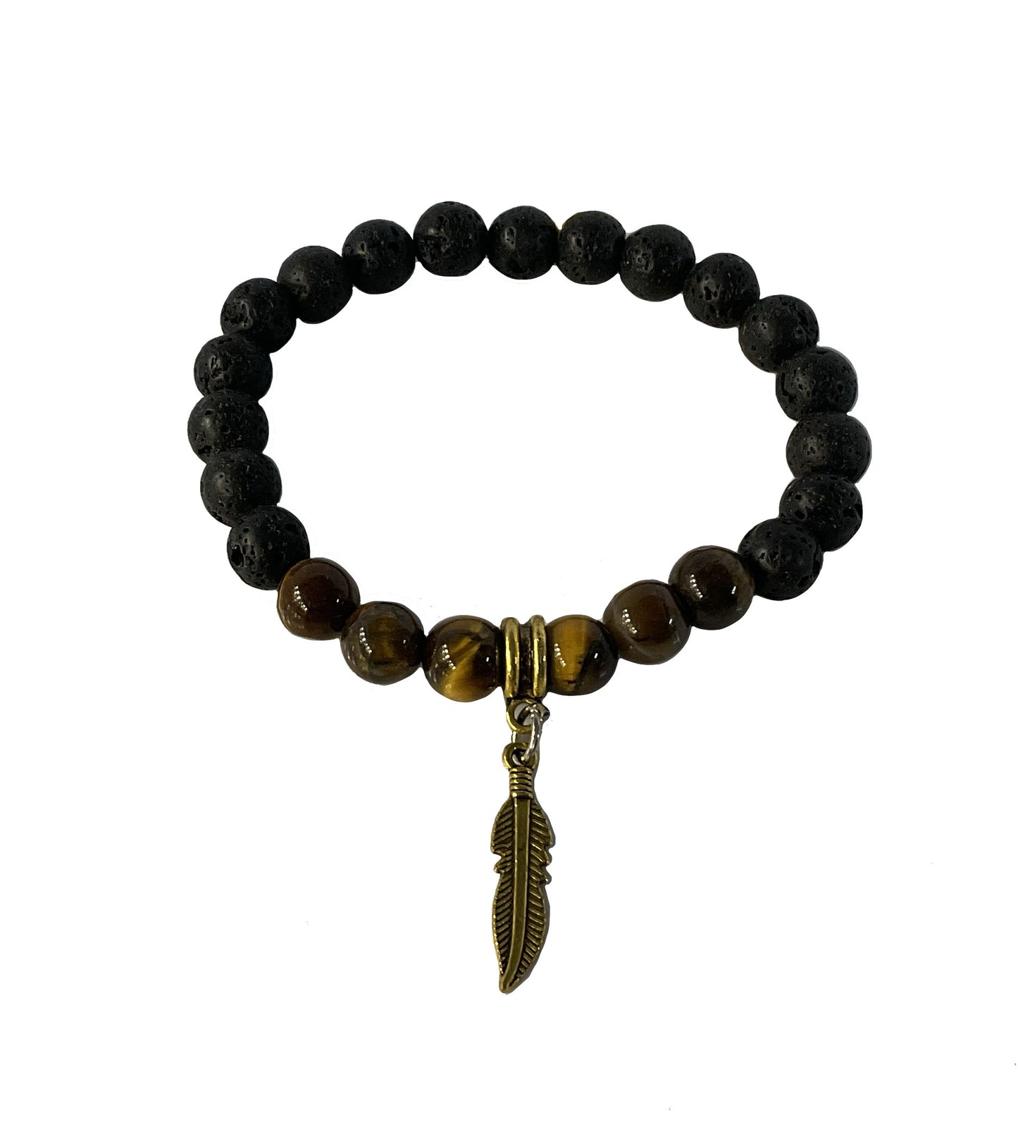 Natural Lava Rock Stone Stretch Bracelet #88-1206365