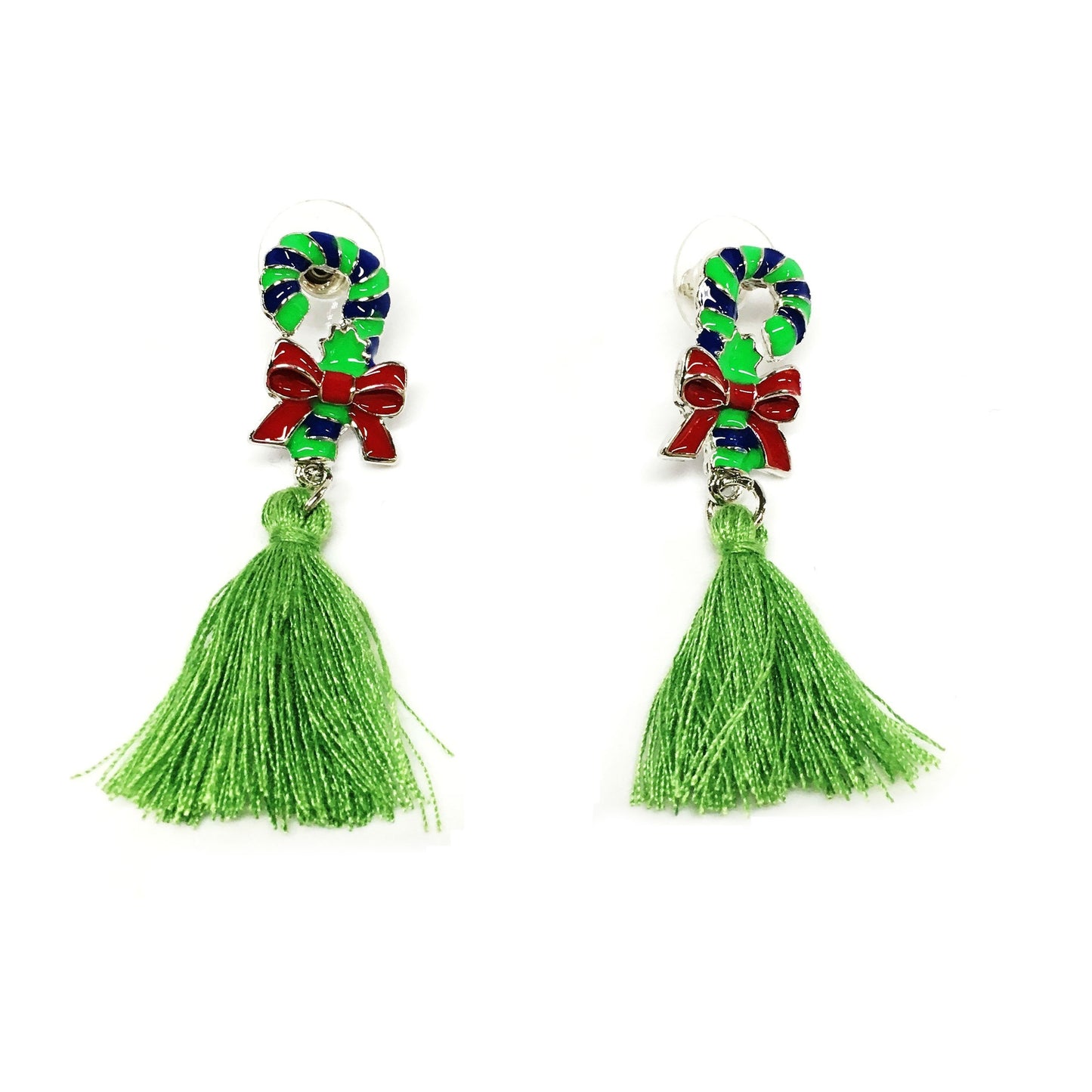 Candy Cane Tassel Earrings #88-12650