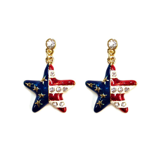 Flag Star Earrings #19-1409551
