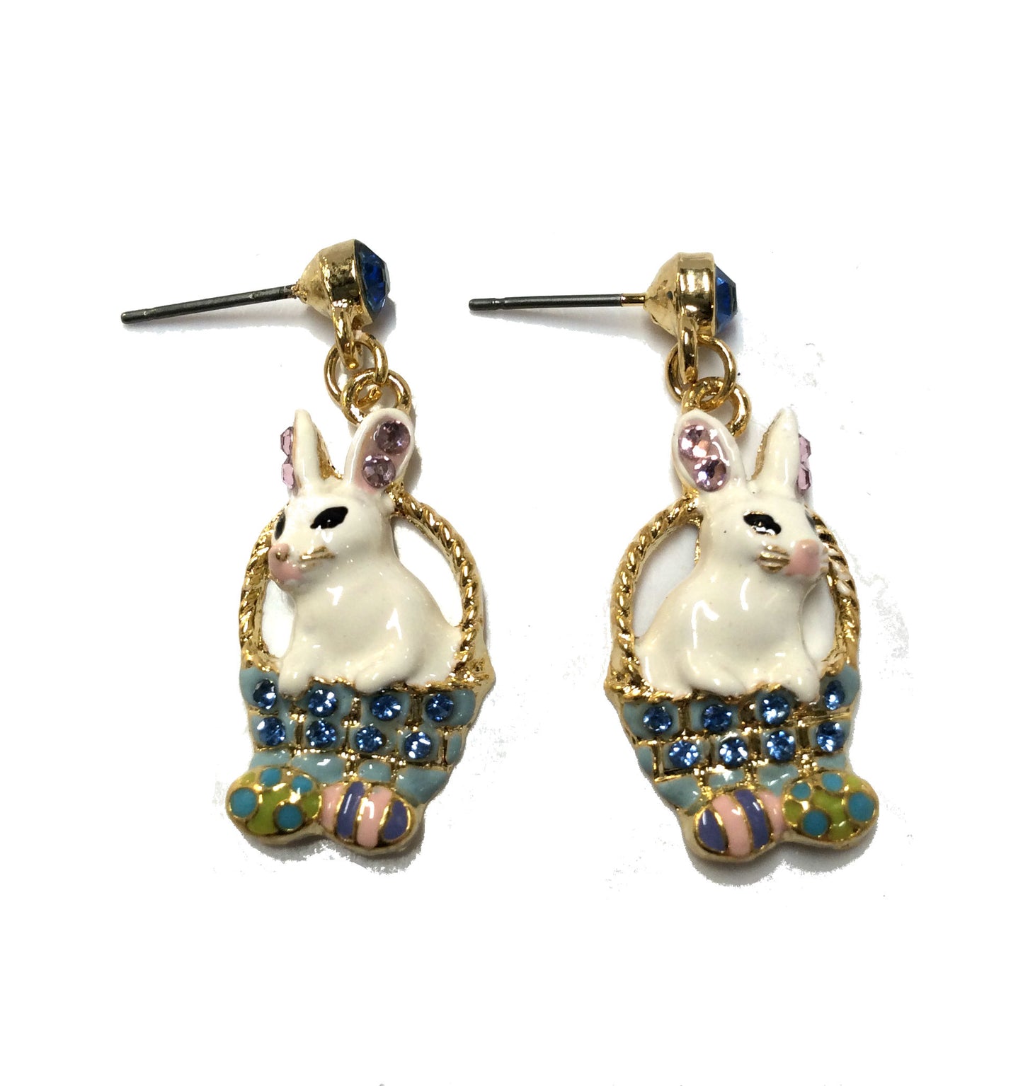 Bunny with Basket Dangling Earrings #19-140162