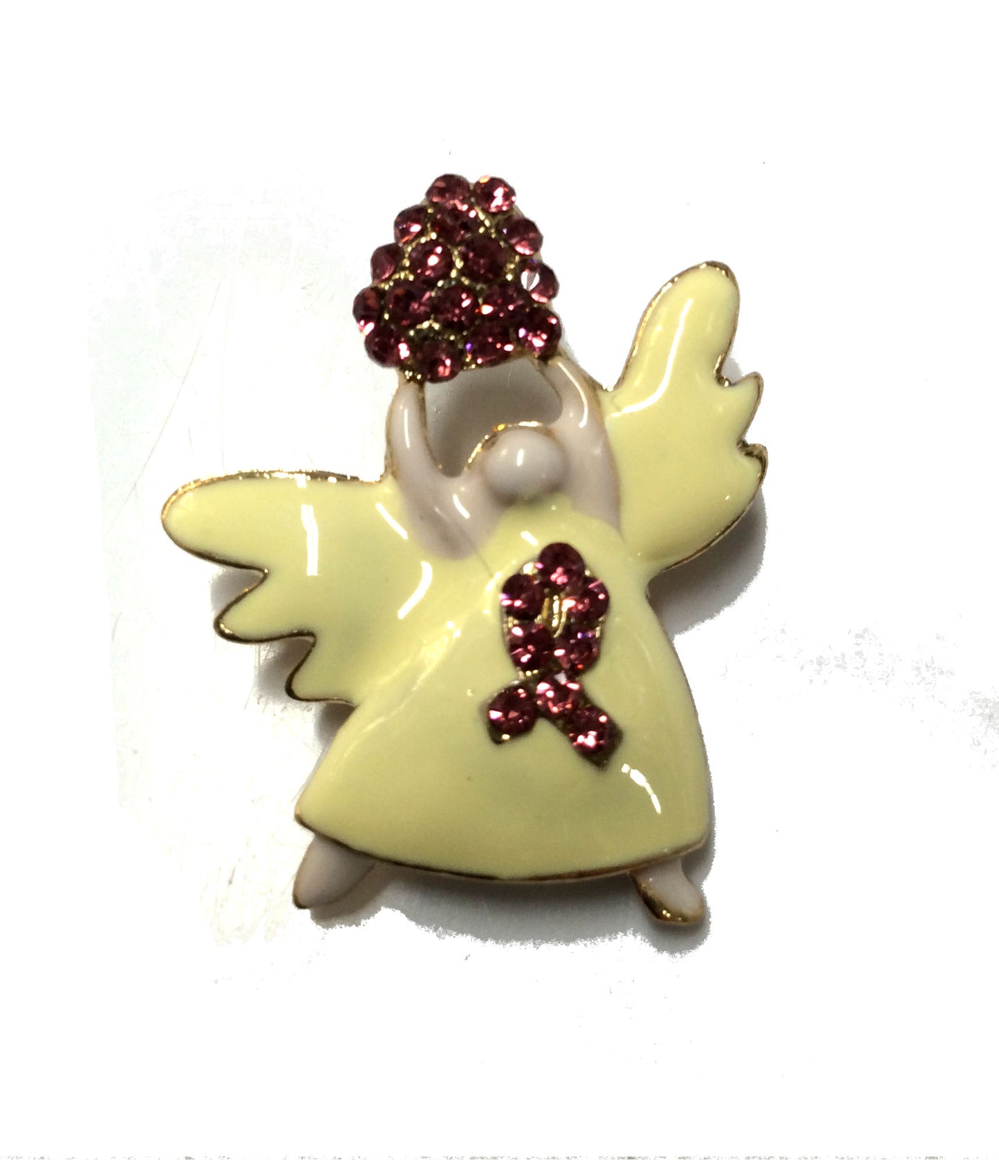 Angle with Pink Heart and Ribbon Pin#12-30157