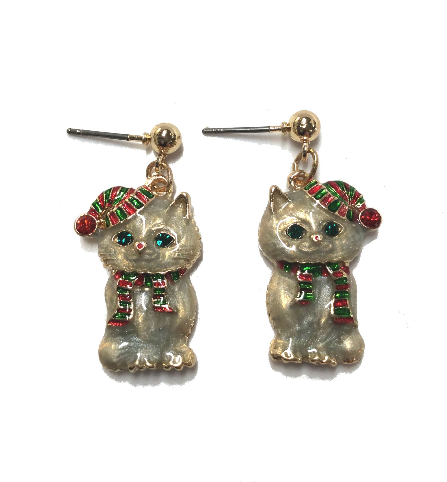 Christmas Santa Hat Cat Post Earring #19-1412211