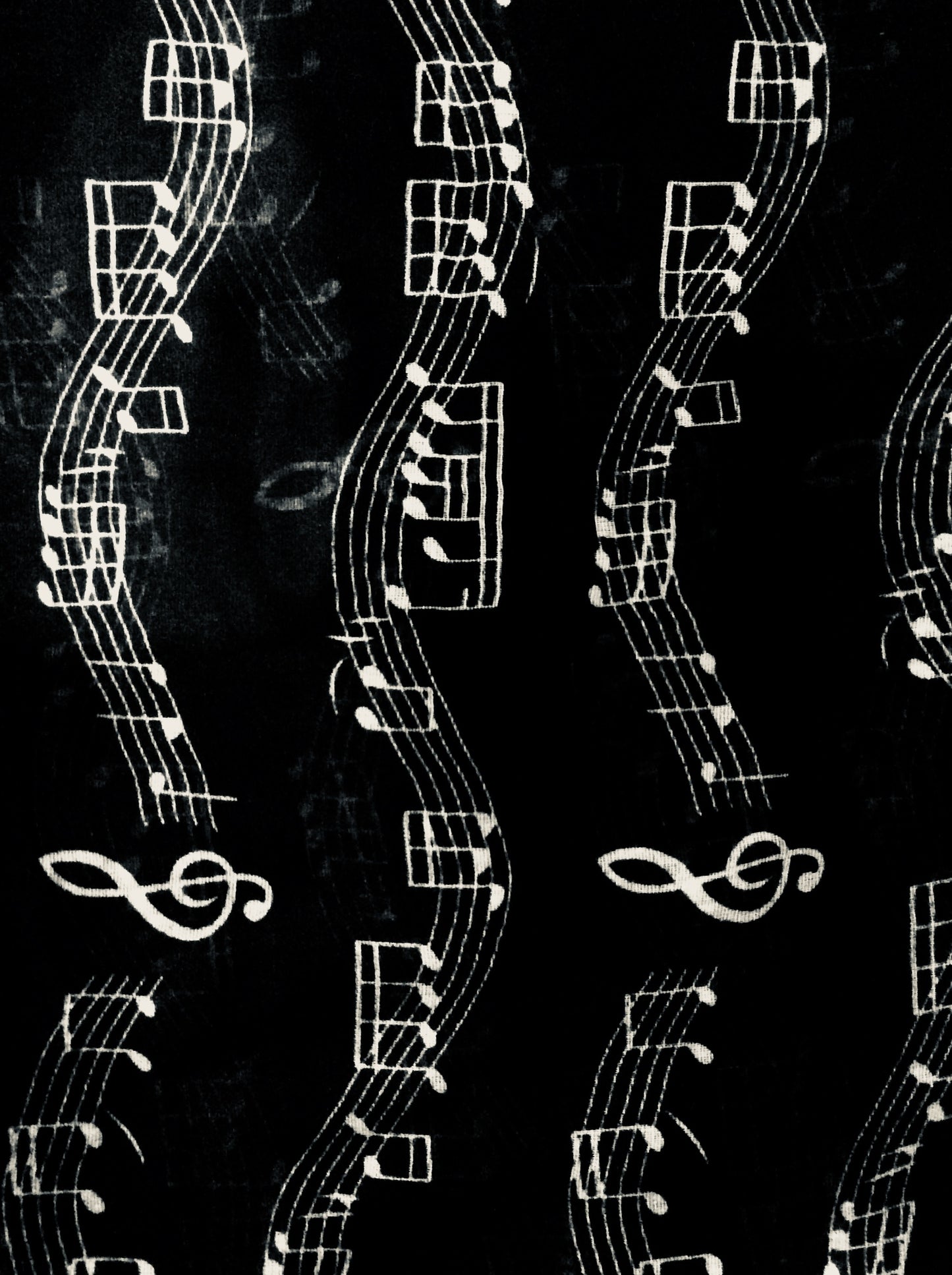 Music Note Oblong Scarf #88-2511BK (Black)