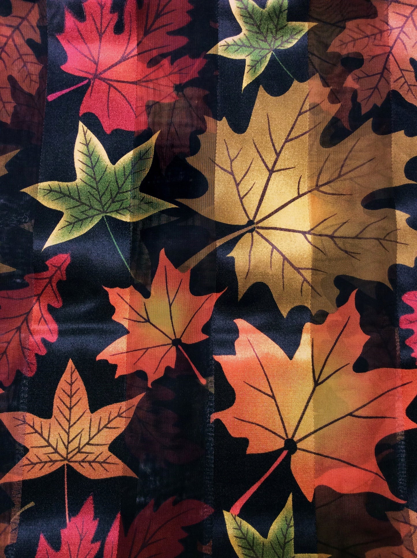 Fall Leaves Satin Scarf #ON-2036BK (Black)