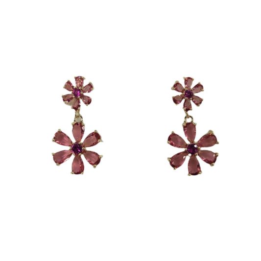 CZ Pink Flowers Earrings #60-0942