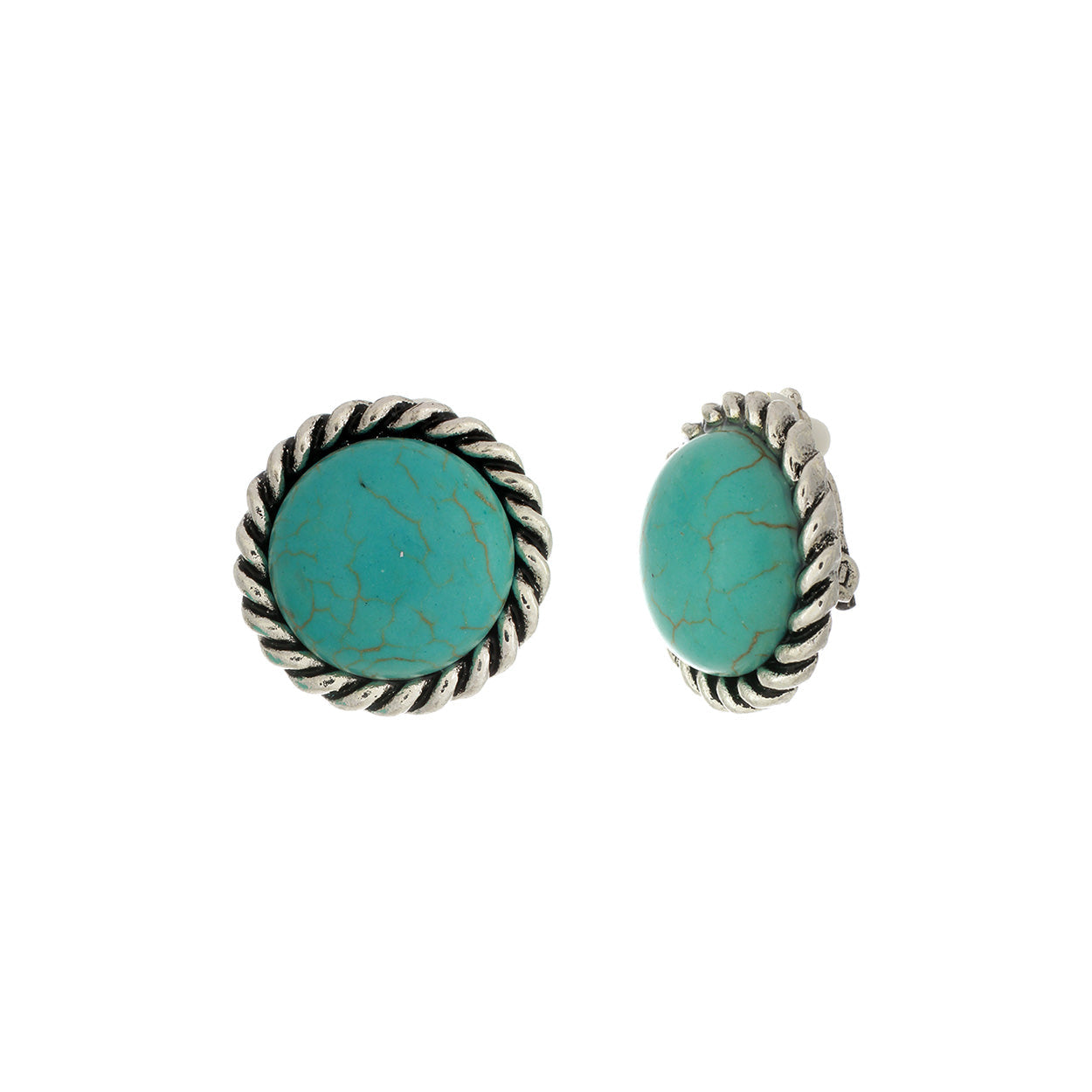 Clip Circle Turquoise Earring #12-24014