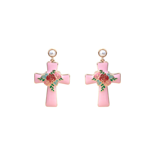 Floral Cross Earring #12-28360