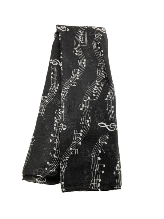 Music Note Oblong Scarf #88-2511BK (Black)