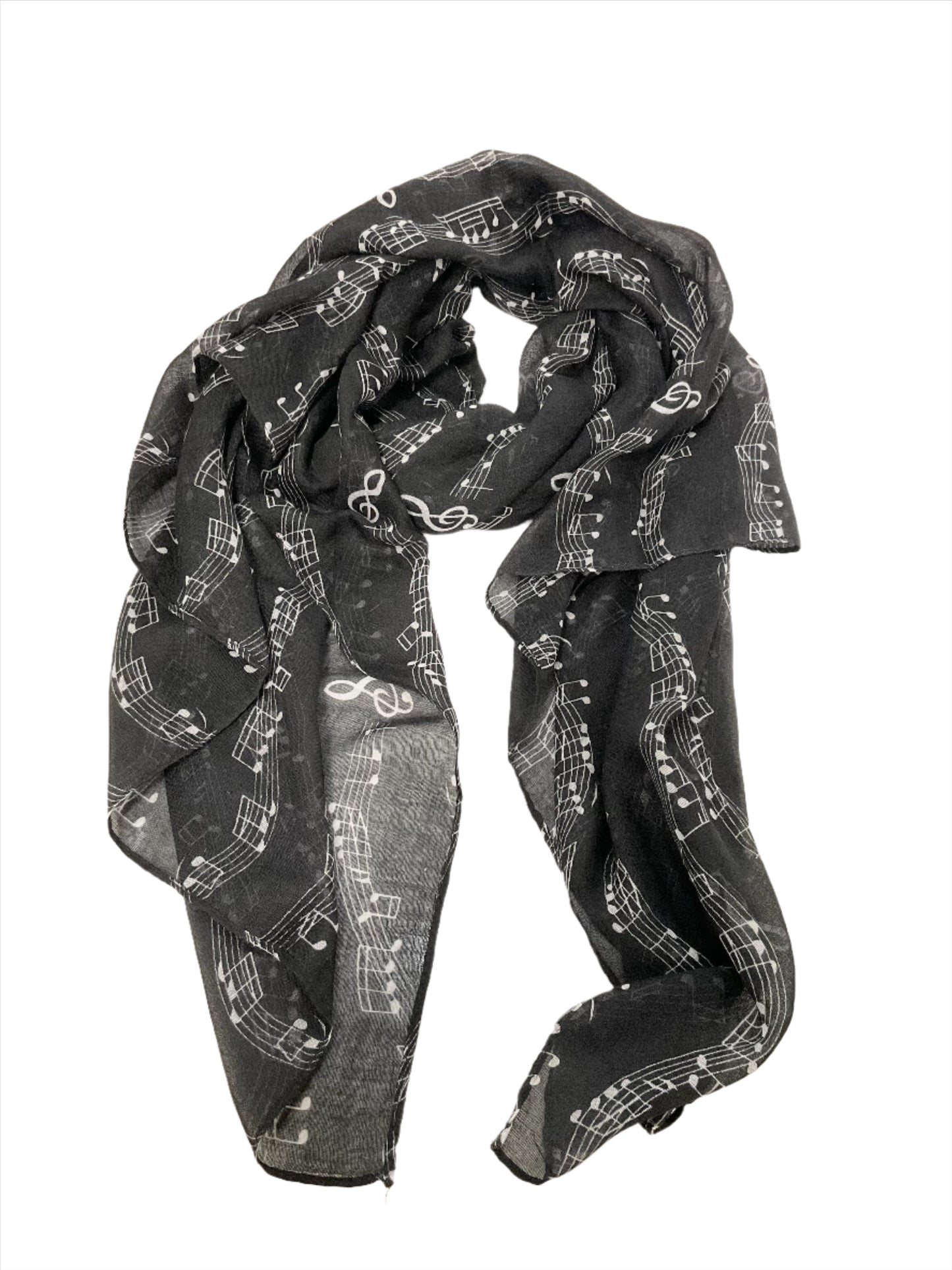 Music Note Oblong Scarf #88-2511BK (Black)