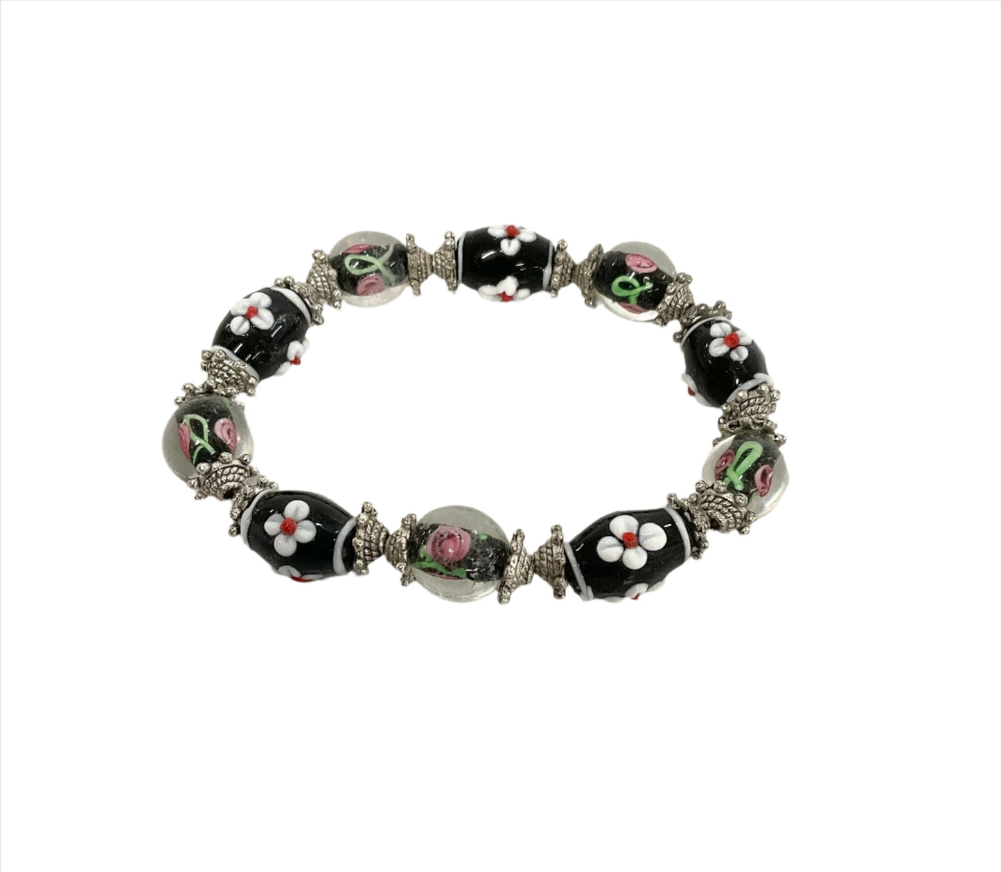 Flower Glass Bracelet#66-41002BK