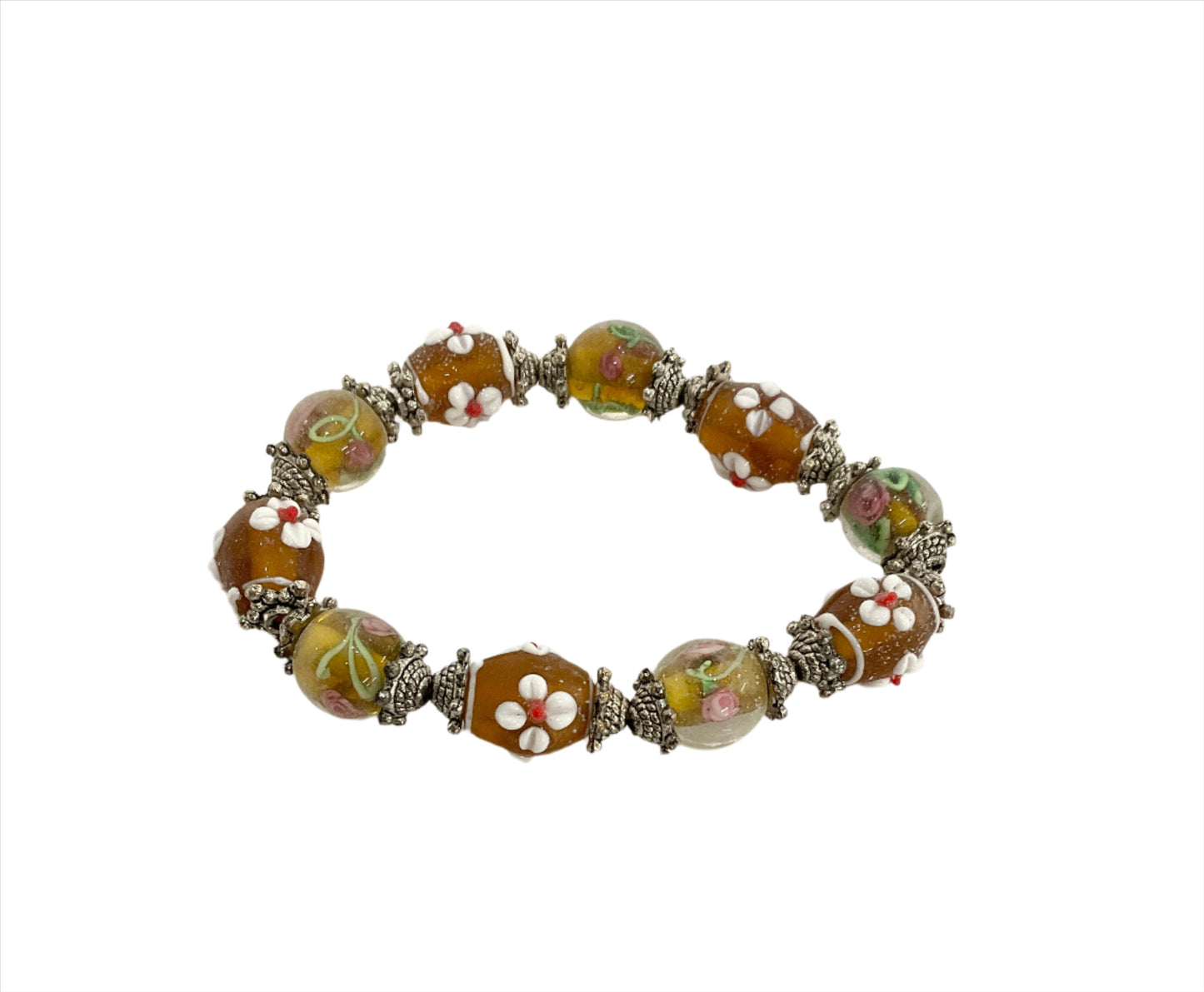 Flower Glass Bracelet#66-41002YE