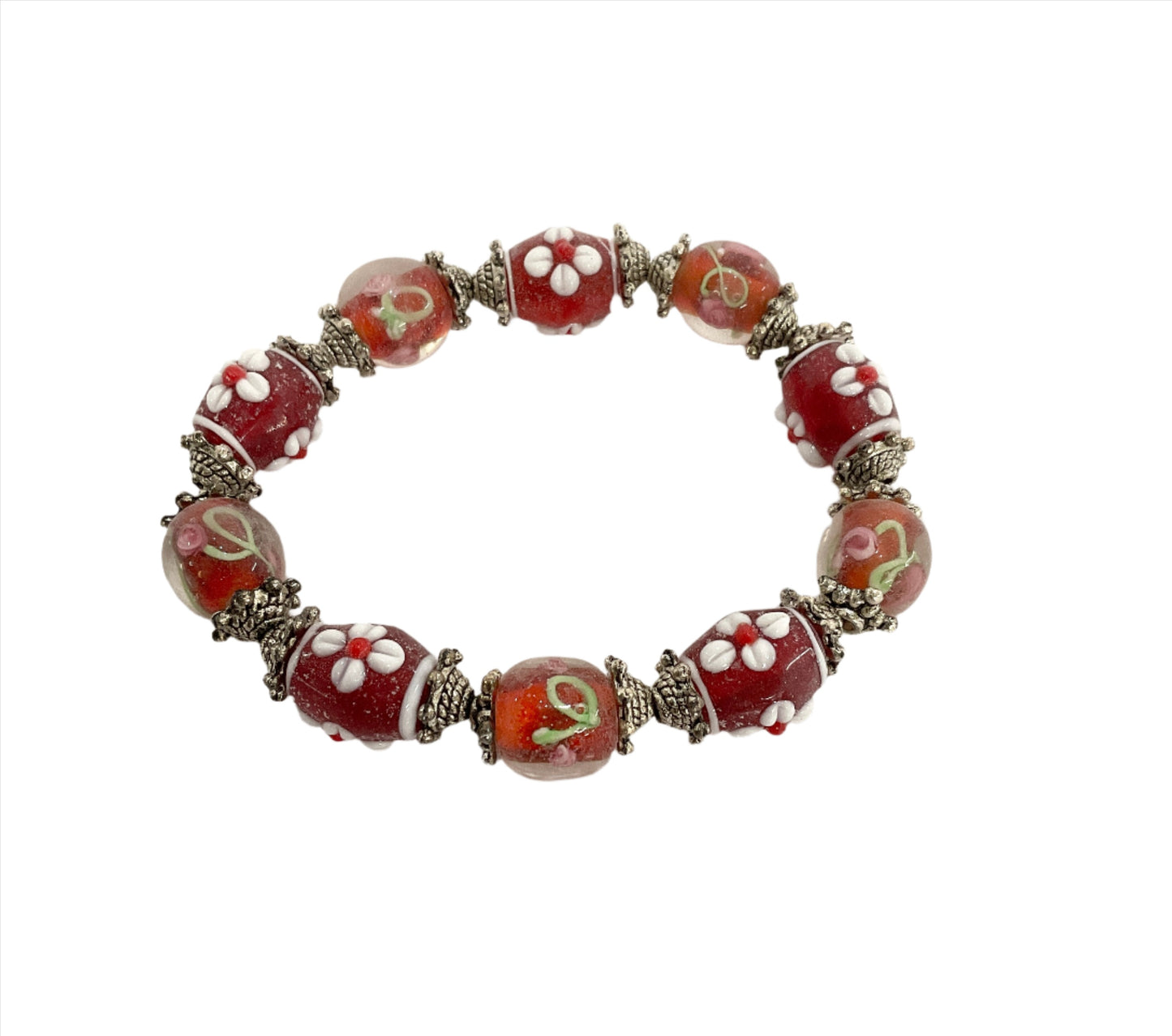 Flower Glass Bracelet#66-41002RD