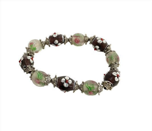 Flower Glass Bracelet#66-41002BR