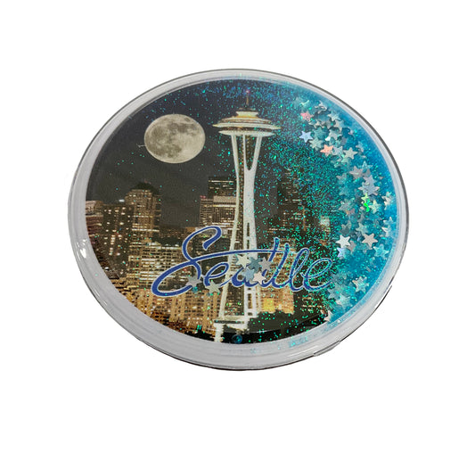 Glitter Seattle Round Magnet #719126