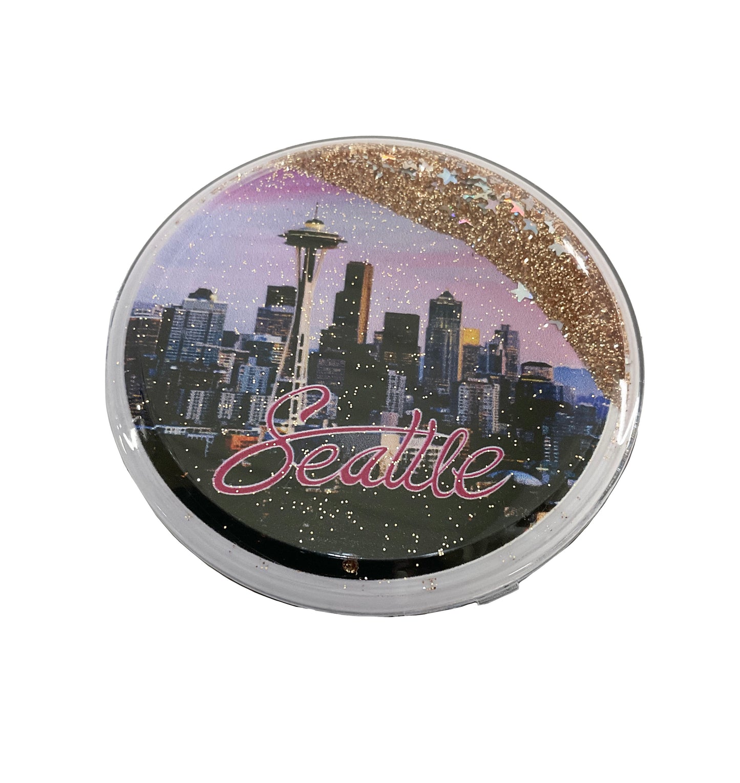 Glitter Seattle Round Magnet #719126