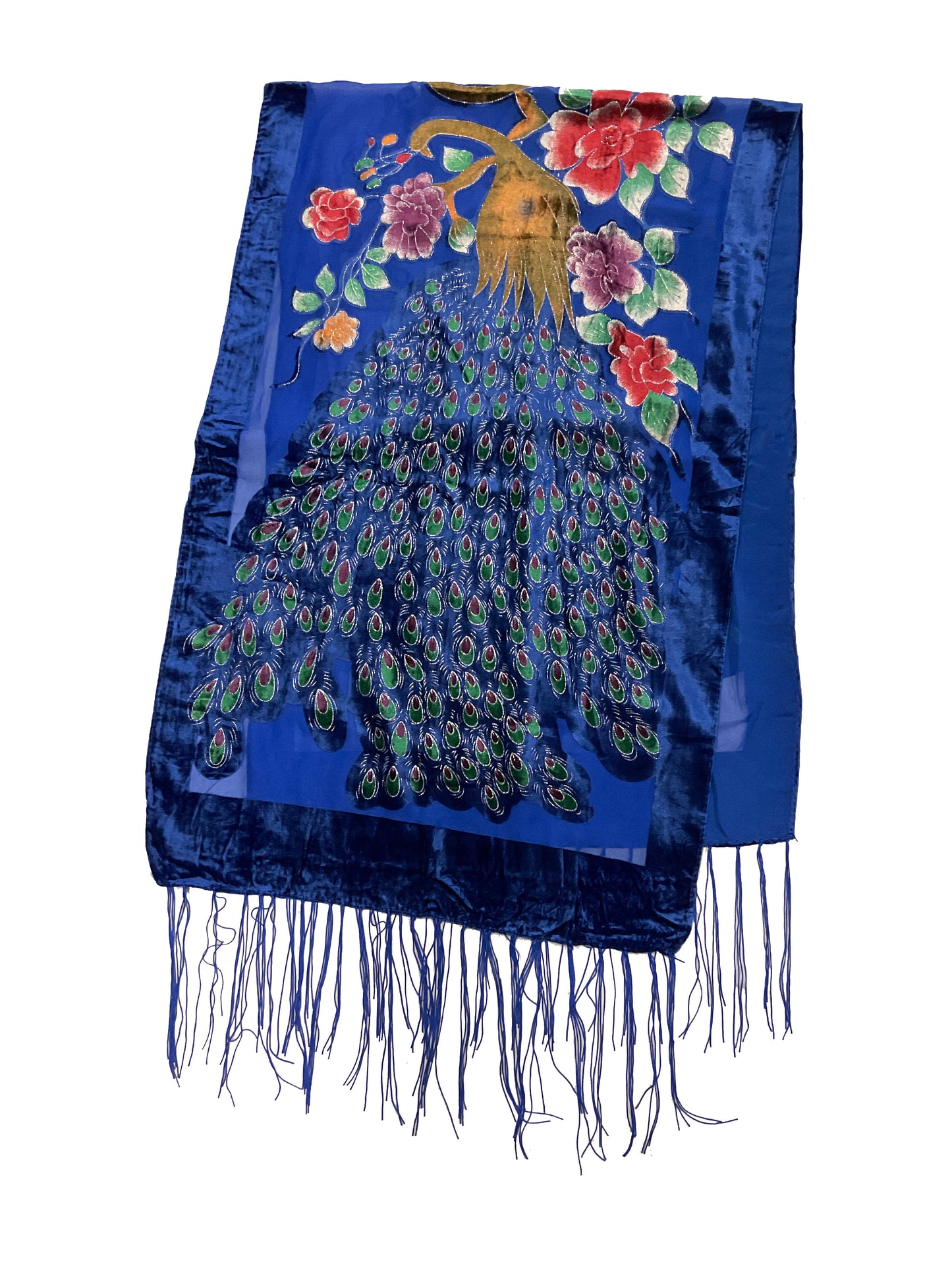 Peacock Velvet Scarf #89-12440BL