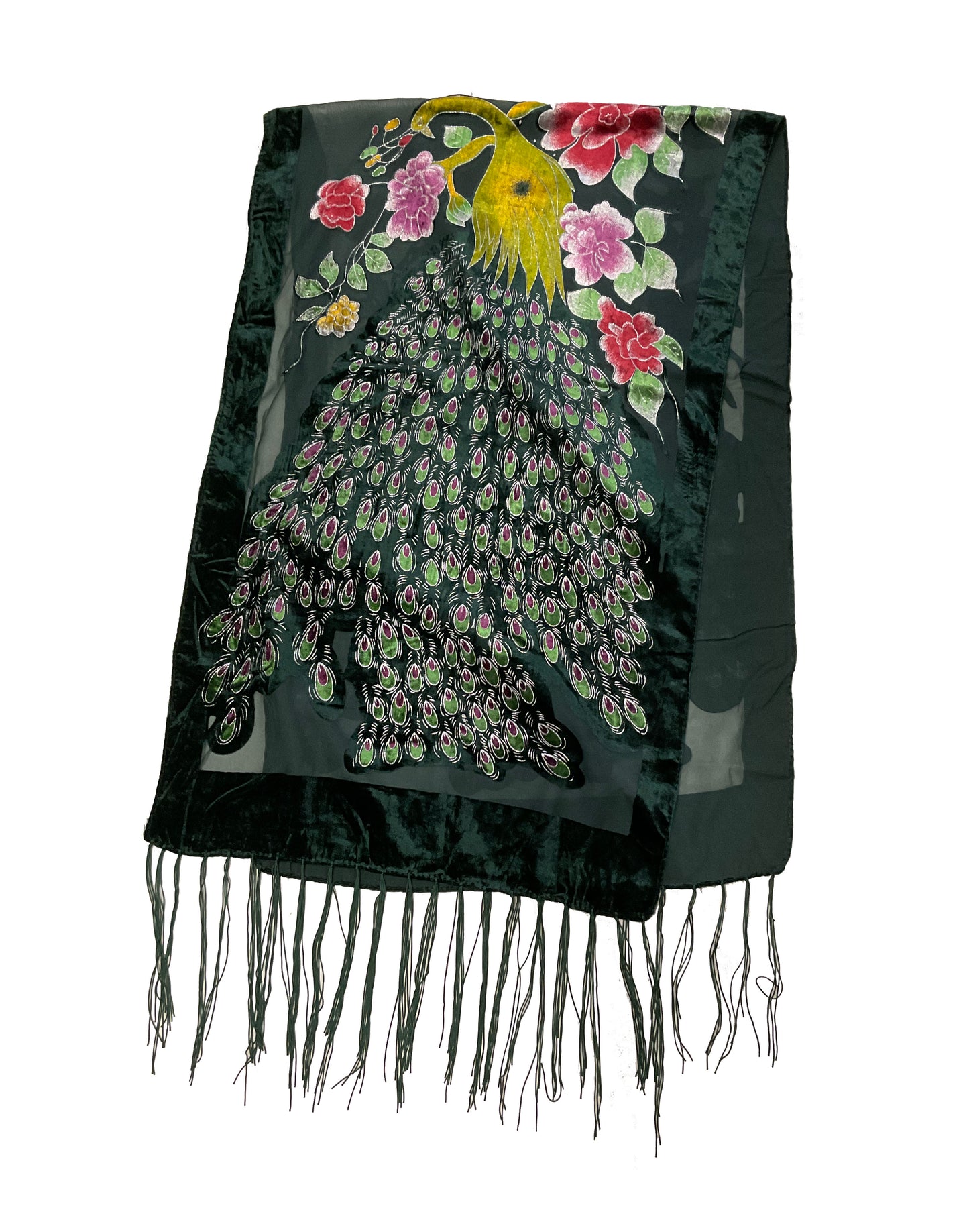 Peacock Velvet Scarf #89-12440GN