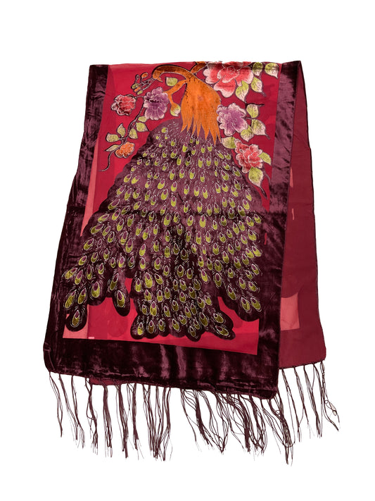 Peacock Velvet Scarf #89-12440RD