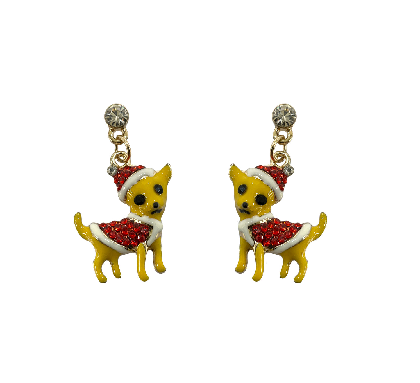 Christmas Santa Hat Dog Post Earring #19-142381