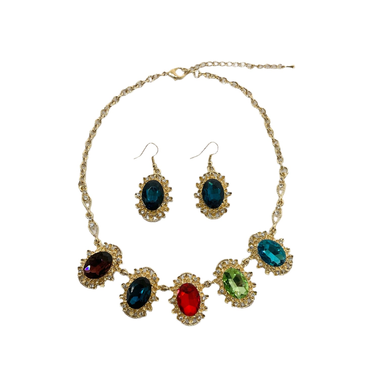 Rhinestone Necklace and Earrings Set #28-11224MU