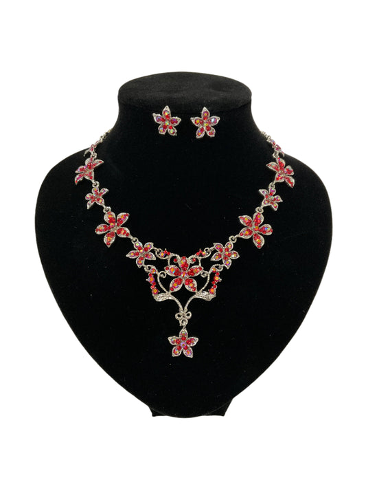 Flower Set Necklace and Earrings #89-3034RD