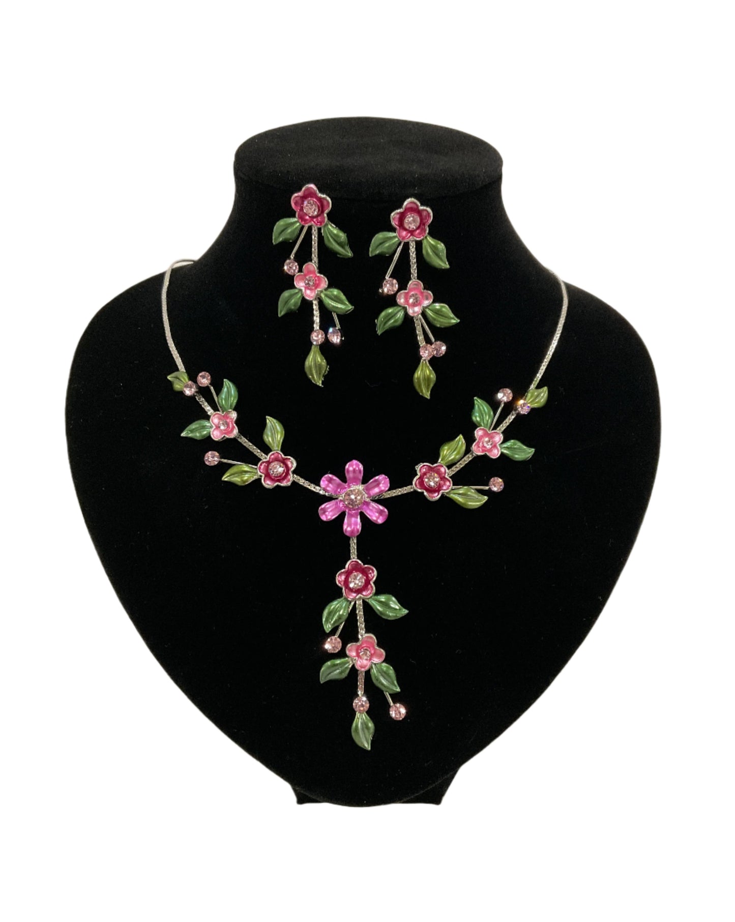 Small Flower Necklace and Earrings Set#28-11161