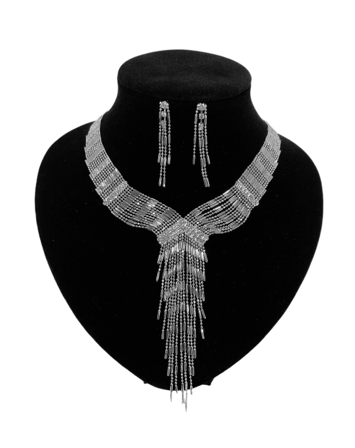 13 Line Necklace and Earrings Set#66-14109S