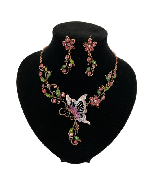 Butterfly Necklace/Earrings Set #28-11134PK