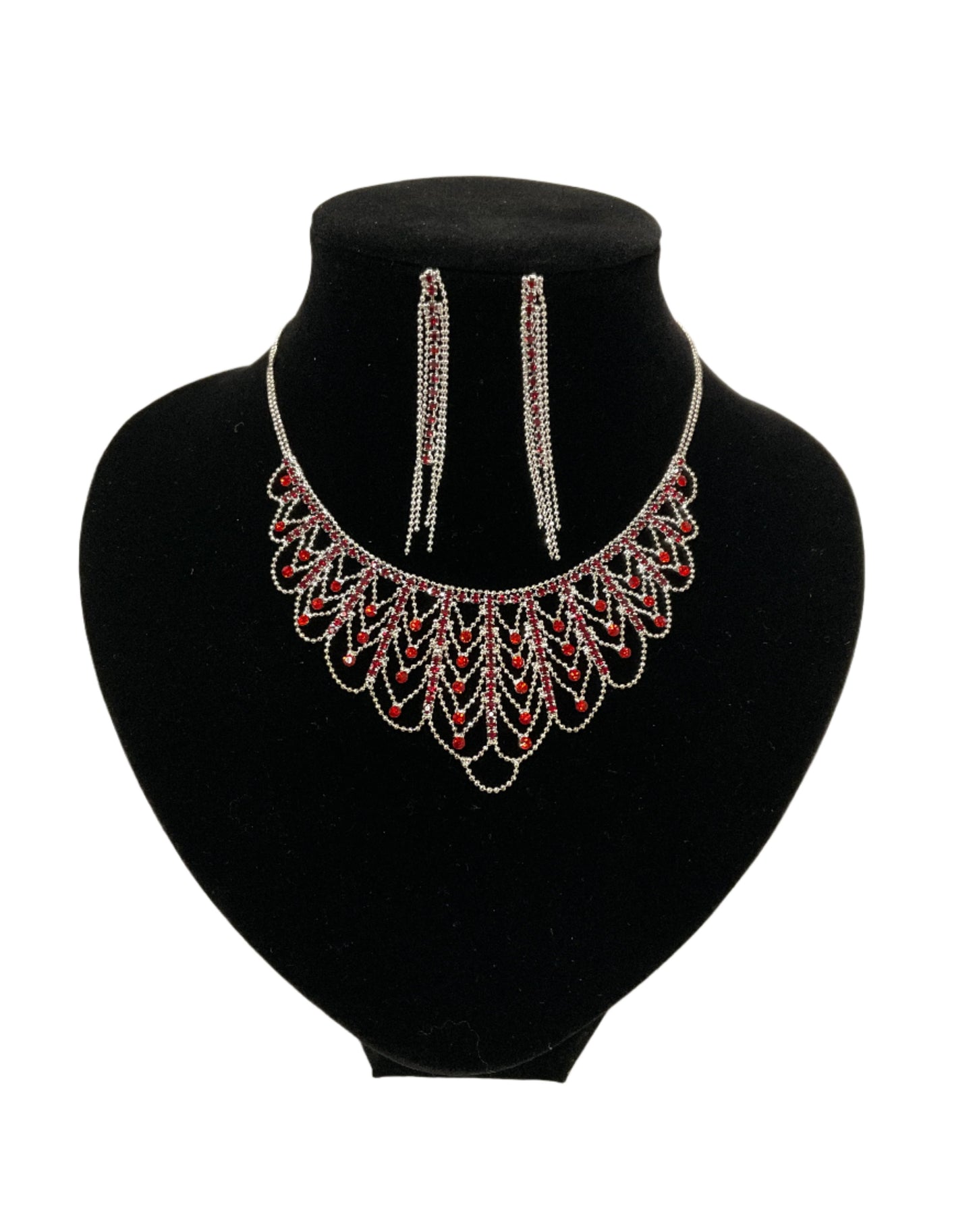 Net style Necklace and Earrings Set #66-14096RD