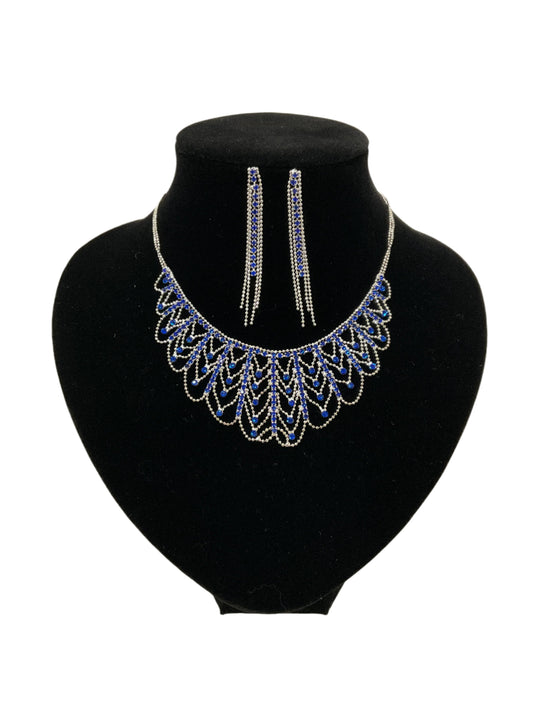 Net style Necklace and Earrings Set #66-14096BL