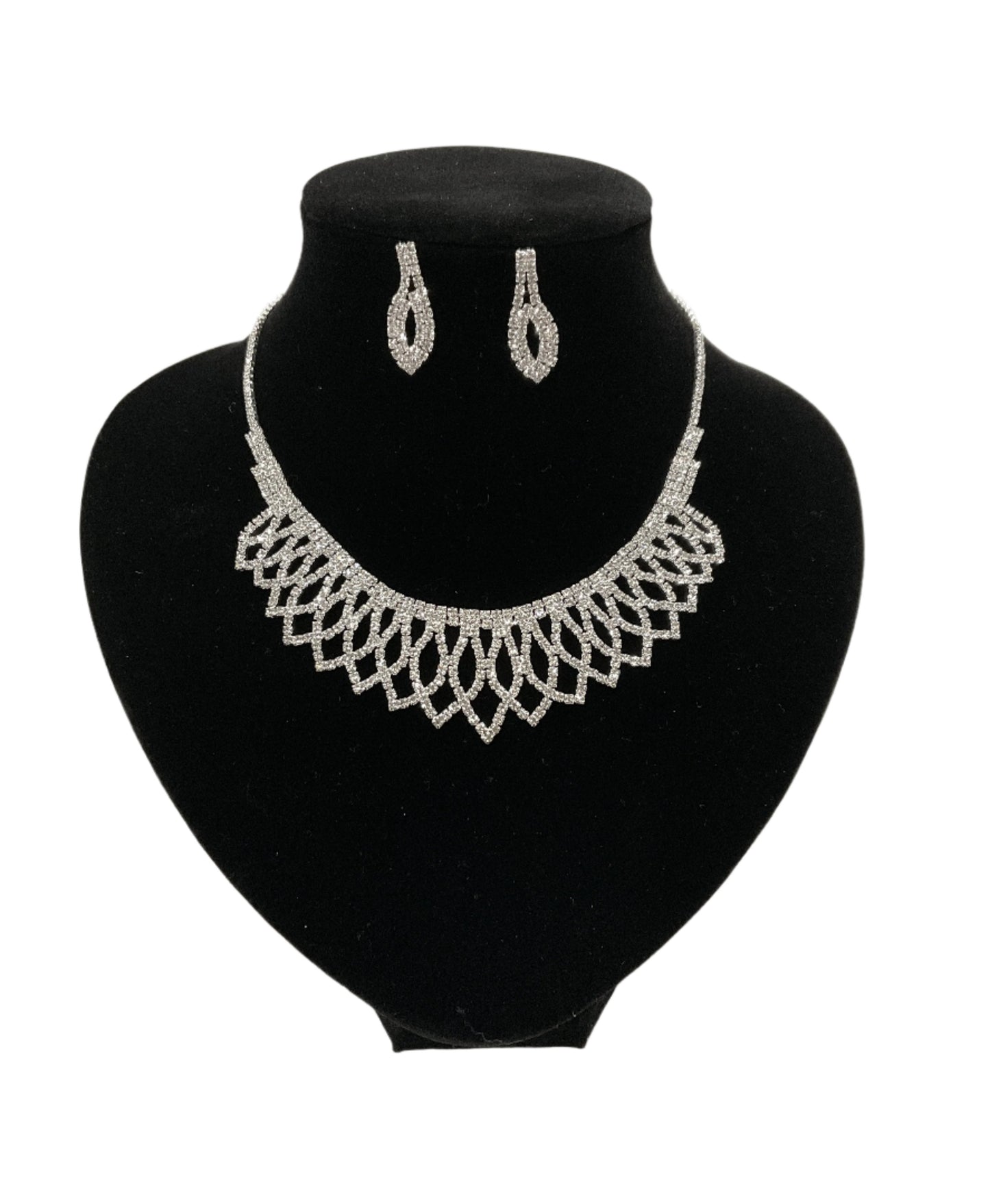 Rhinestone Necklace and Earrings Set#66-14107CL