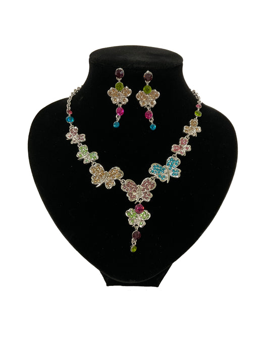 Butterfly Necklace and Earrings Set #66-23188MU