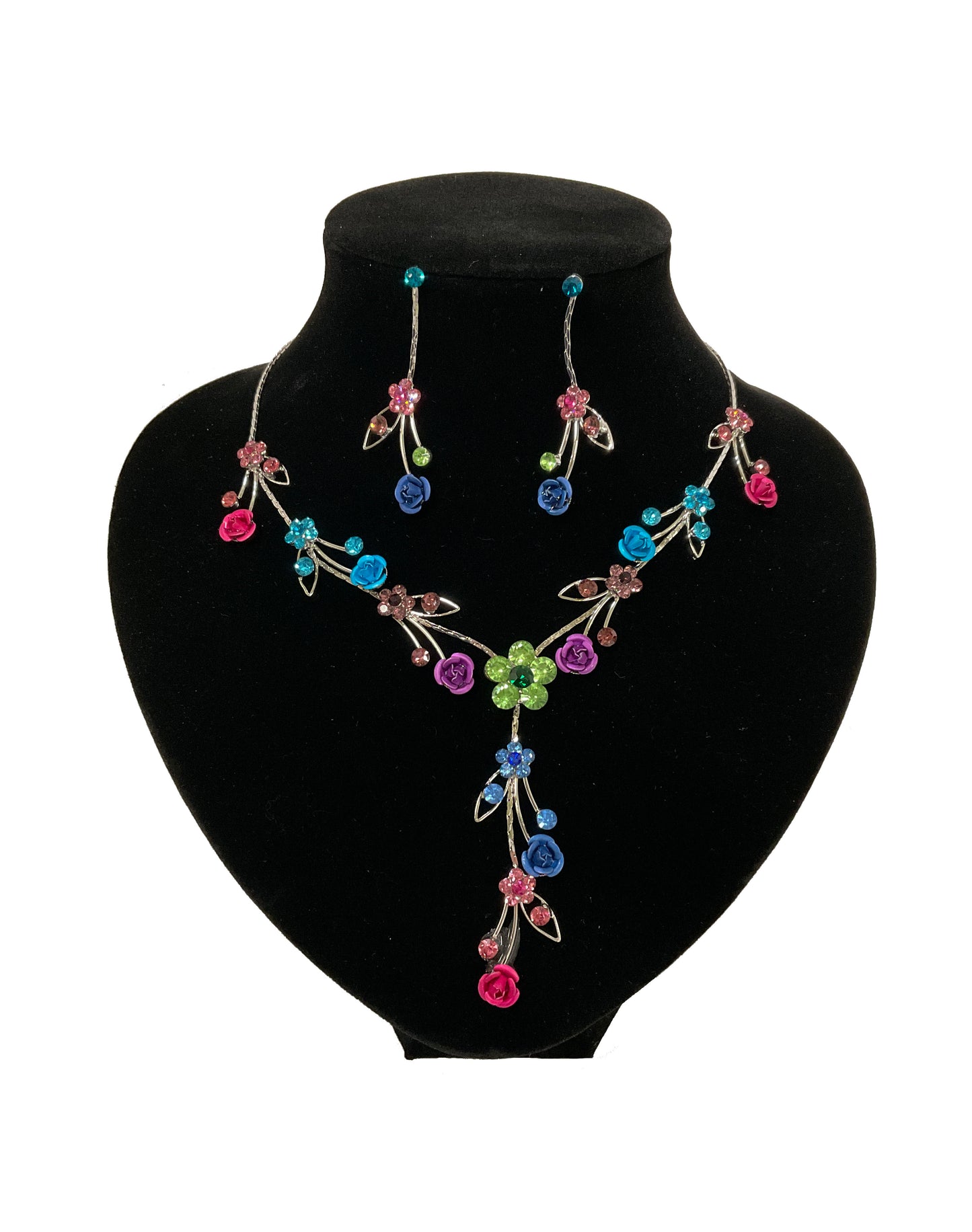 Rose Necklace Earring Set #66-23201