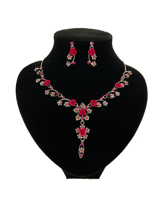 Rose Flower Necklace Set #66-23165