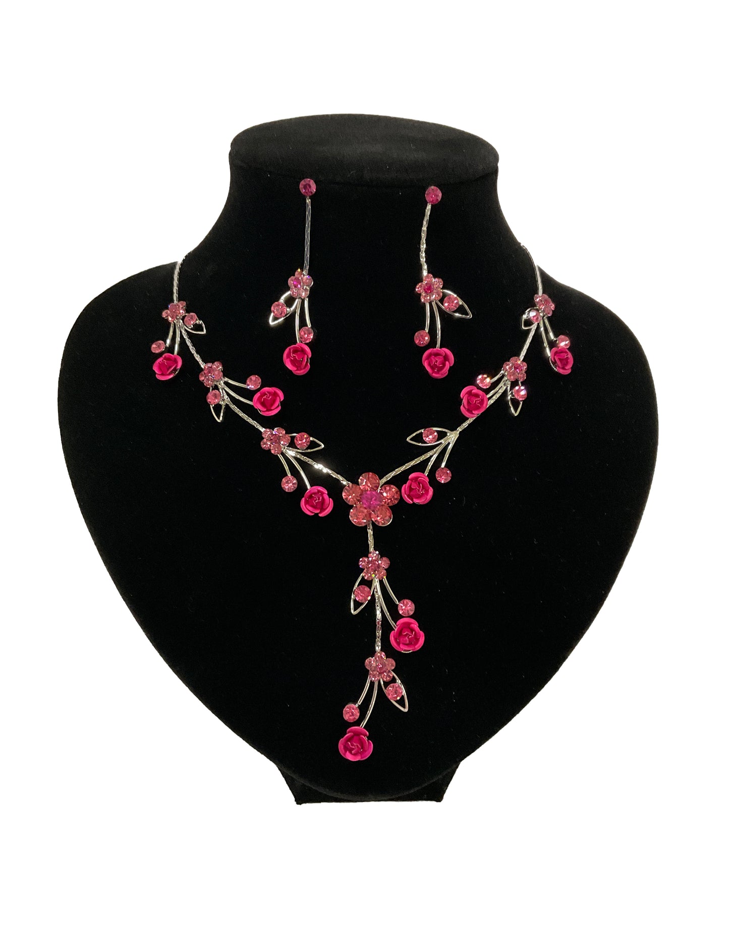 Rose Necklace Earring Set #66-23201PK