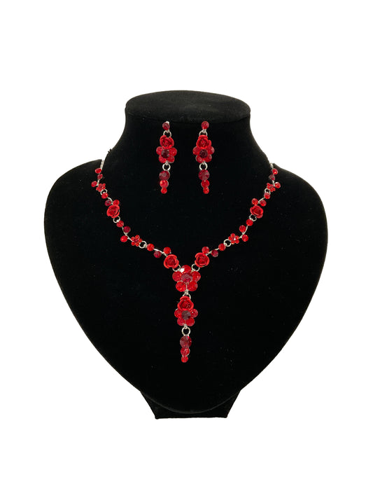 Rose Necklace-Earring Set #66-23214RD