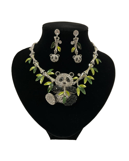 Panda Necklace Earring Set #60-003113