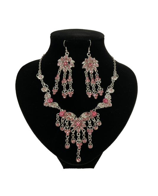 Flower Necklace and Earrings Set#28-11158PK