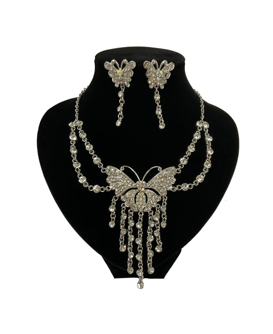 Butterfly Necklace and Earrings Set#28-11157CL