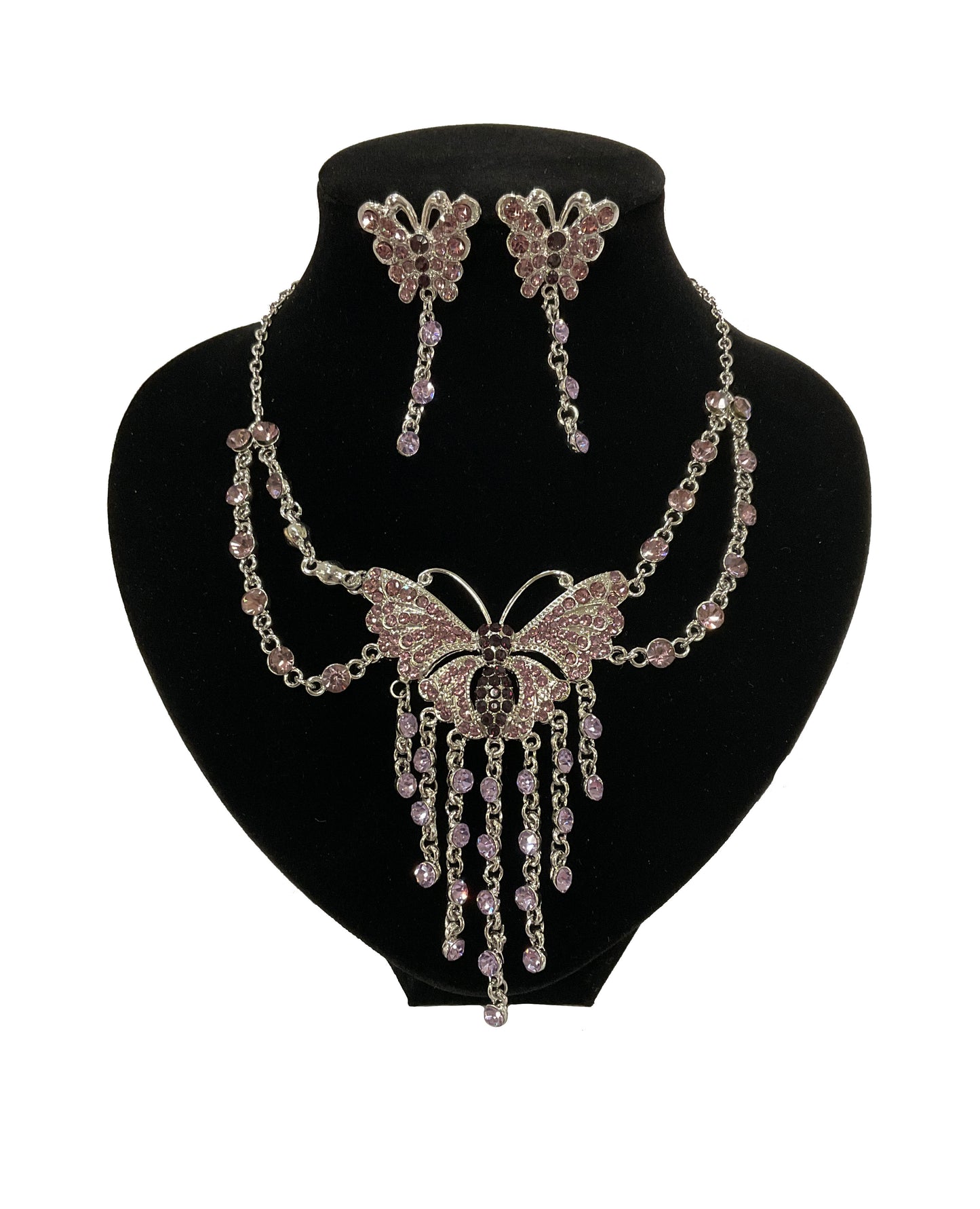 Butterfly Necklace and Earrings Set#28-11157PP