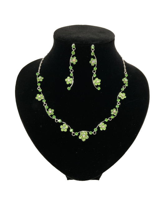 Flower Necklace-Earring Set #66-23163GN